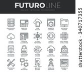 Modern thin line icons set of  cloud computing network, internet data technology. Premium quality outline symbol collection. Simple mono linear pictogram pack. Stroke vector logo concept, web graphics