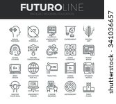 Modern thin line icons set of online education class and internet course study. Premium quality outline symbol collection. Simple mono linear pictogram pack. Stroke vector logo concept for web graphic