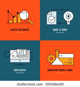 Modern thin line icons set of cloud data technology services. Premium quality outline symbol collection