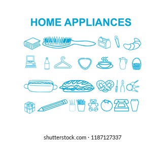 Modern thin line icons set of kitchen utensils, household tools and tableware. Premium quality outline symbol collection. Simple mono linear pictogram pack.Modern thin line icons set of kitchen utensi