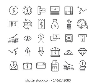 Modern thin line icons set of Finance. Premium quality symbols. Simple pictograms for web sites and mobile app. Vector line icons isolated on a white background.