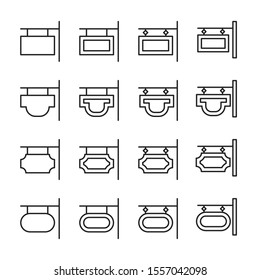 Modern thin line icons set of sign board. Premium quality symbols. Simple pictograms for web sites and mobile app. Vector line icons isolated on a white background.