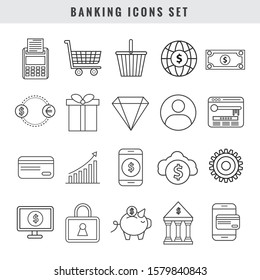 Modern thin line icons set of money making, banking and financial services. Premium quality outline symbol collection.