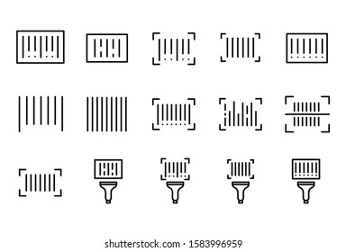 Modern thin line icons set of bar code. Premium quality symbols. Simple pictograms for web sites and mobile app. Vector line icons isolated on a white background.