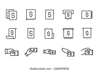 Modern thin line icons set of invoice. Premium quality symbols. Simple pictograms for web sites and mobile app. Vector line icons isolated on a white background.