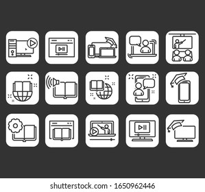 Modern thin line icons set of online education class and internet course study.  Online education, e-learning vector icons set