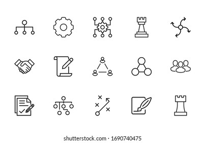 Modern thin line icons set of project management. Premium quality symbols. Simple pictograms for web sites and mobile app. Vector line icons isolated on a white background.