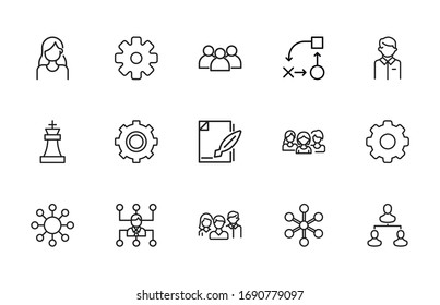Modern thin line icons set of project management. Premium quality symbols. Simple pictograms for web sites and mobile app. Vector line icons isolated on a white background.