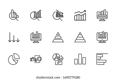 Modern thin line icons set of chart. Premium quality symbols. Simple pictograms for web sites and mobile app. Vector line icons isolated on a white background.