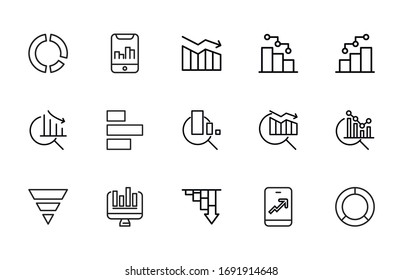 Modern thin line icons set of chart. Premium quality symbols. Simple pictograms for web sites and mobile app. Vector line icons isolated on a white background.