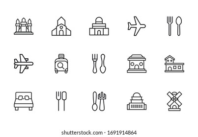 Modern thin line icons set of hotel. Premium quality symbols. Simple pictograms for web sites and mobile app. Vector line icons isolated on a white background.