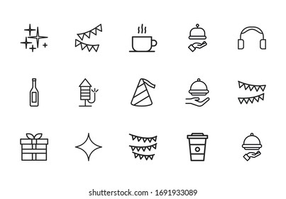 Modern thin line icons set of holidays. Premium quality symbols. Simple pictograms for web sites and mobile app. Vector line icons isolated on a white background.