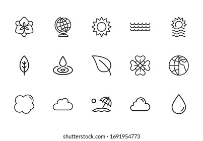 Modern thin line icons set of global warming. Premium quality symbols. Simple pictograms for web sites and mobile app. Vector line icons isolated on a white background.
