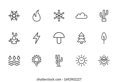 Modern thin line icons set of Environment. Premium quality symbols. Simple pictograms for web sites and mobile app. Vector line icons isolated on a white background.
