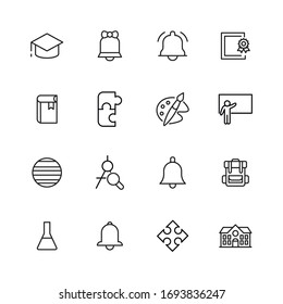 Modernos iconos de línea delgada conjunto de la escuela. Símbolos de calidad superior. Programas simples para sitios web y aplicaciones móviles. Iconos de línea de vectores aislados en un fondo blanco.