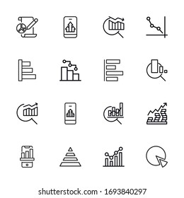 Moderne, dünne Linien-Symbole Set von Diagramm. Symbole in Premium-Qualität. Einfache Piktogramme für Webseiten und mobile App. Vektorliniensymbole einzeln auf weißem Hintergrund.