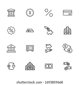 Modern thin line icons set of banking. Premium quality symbols. Simple pictograms for web sites and mobile app. Vector line icons isolated on a white background.