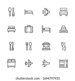 Modern thin line icons set of hotel. Premium quality symbols. Simple pictograms for web sites and mobile app. Vector line icons isolated on a white background.