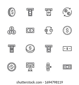 Modern thin line icons set of currency. Premium quality symbols. Simple pictograms for web sites and mobile app. Vector line icons isolated on a white background.