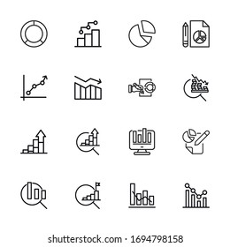 Modern thin line icons set of chart. Premium quality symbols. Simple pictograms for web sites and mobile app. Vector line icons isolated on a white background.