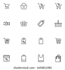 Modern thin line icons set of supermarket. Premium quality symbols. Simple pictograms for web sites and mobile app. Vector line icons isolated on a white background.