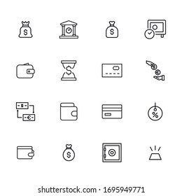 Modern thin line icons set of banking. Premium quality symbols. Simple pictograms for web sites and mobile app. Vector line icons isolated on a white background.
