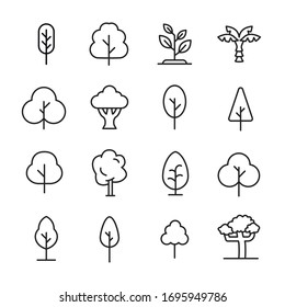 Modern Thin Line Icons Set Of Tree. Premium Quality Symbols. Simple Pictograms For Web Sites And Mobile App. Vector Line Icons Isolated On A White Background.