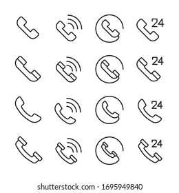 Modern thin line icons set of phone. Premium quality symbols. Simple pictograms for web sites and mobile app. Vector line icons isolated on a white background.