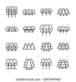 Modern thin line icons set of forest. Premium quality symbols. Simple pictograms for web sites and mobile app. Vector line icons isolated on a white background. svg