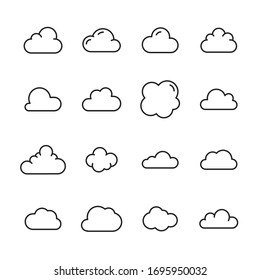 Conjunto de iconos modernos de línea delgada de nube. Símbolos de calidad superior. Programas simples para sitios web y aplicaciones móviles. Iconos de línea de vectores aislados en un fondo blanco.