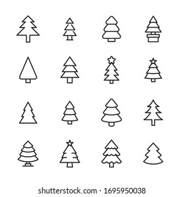 Modern thin line icons set of christmas tree. Premium quality symbols. Simple pictograms for web sites and mobile app. Vector line icons isolated on a white background.