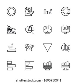 Modern thin line icons set of chart. Premium quality symbols. Simple pictograms for web sites and mobile app. Vector line icons isolated on a white background.