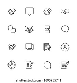 Modern thin line icons set of interview. Premium quality symbols. Simple pictograms for web sites and mobile app. Vector line icons isolated on a white background.