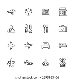 Modern thin line icons set of hotel. Premium quality symbols. Simple pictograms for web sites and mobile app. Vector line icons isolated on a white background.