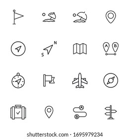 Modern thin line icons set of travel. Premium quality symbols. Simple pictograms for web sites and mobile app. Vector line icons isolated on a white background.
