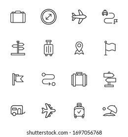 Modern thin line icons set of travel. Premium quality symbols. Simple pictograms for web sites and mobile app. Vector line icons isolated on a white background.