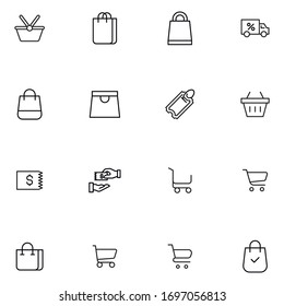 Modernos iconos de línea delgada conjunto de supermercados. Símbolos de calidad superior. Programas simples para sitios web y aplicaciones móviles. Iconos de línea de vectores aislados en un fondo blanco.