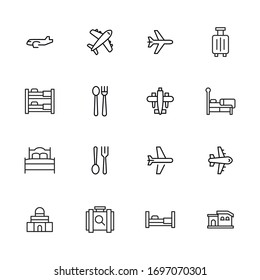 Modern thin line icons set of hotel. Premium quality symbols. Simple pictograms for web sites and mobile app. Vector line icons isolated on a white background.