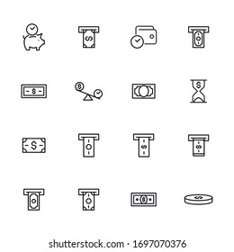 Modern thin line icons set of currency. Premium quality symbols. Simple pictograms for web sites and mobile app. Vector line icons isolated on a white background.