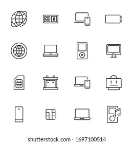 Modern thin line icons set of electronics. Premium quality symbols. Simple pictograms for web sites and mobile app. Vector line icons isolated on a white background.