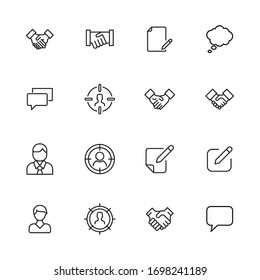 Modern thin line icons set of interview. Premium quality symbols. Simple pictograms for web sites and mobile app. Vector line icons isolated on a white background.