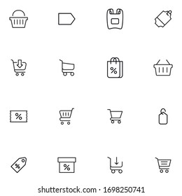 Modern thin line icons set of supermarket. Premium quality symbols. Simple pictograms for web sites and mobile app. Vector line icons isolated on a white background.