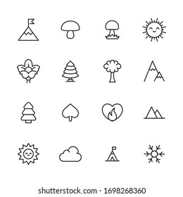 Modern thin line icons set of nature. Premium quality symbols. Simple pictograms for web sites and mobile app. Vector line icons isolated on a white background.