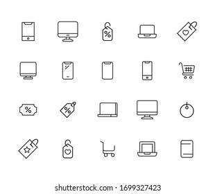 Modern thin line icons set of online shopping. Premium quality symbols. Simple pictograms for web sites and mobile app. Vector line icons isolated on a white background.
