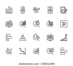 Modern thin line icons set of chart. Premium quality symbols. Simple pictograms for web sites and mobile app. Vector line icons isolated on a white background.