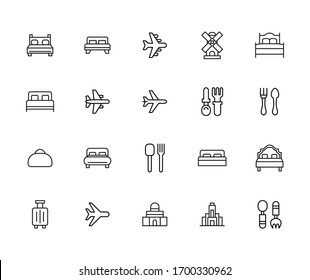 Modern thin line icons set of hotel. Premium quality symbols. Simple pictograms for web sites and mobile app. Vector line icons isolated on a white background.