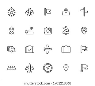 Modern thin line icons set of travel. Premium quality symbols. Simple pictograms for web sites and mobile app. Vector line icons isolated on a white background.