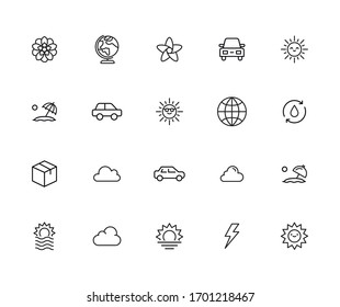 Iconos modernos de línea delgada conjunto de calentamiento global. Símbolos de calidad superior. Programas simples para sitios web y aplicaciones móviles. Iconos de línea de vectores aislados en un fondo blanco.
