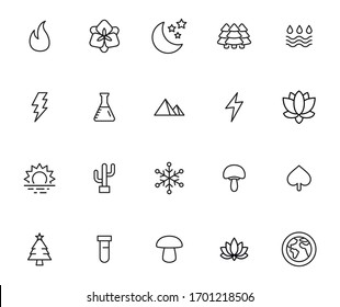 Modern thin line icons set of Environment. Premium quality symbols. Simple pictograms for web sites and mobile app. Vector line icons isolated on a white background.
