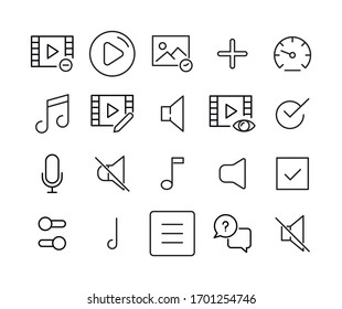 Conjuntos de iconos modernos de línea delgada. Símbolos de calidad superior. Programas simples para sitios web y aplicaciones móviles. Iconos de línea de vectores aislados en un fondo blanco.